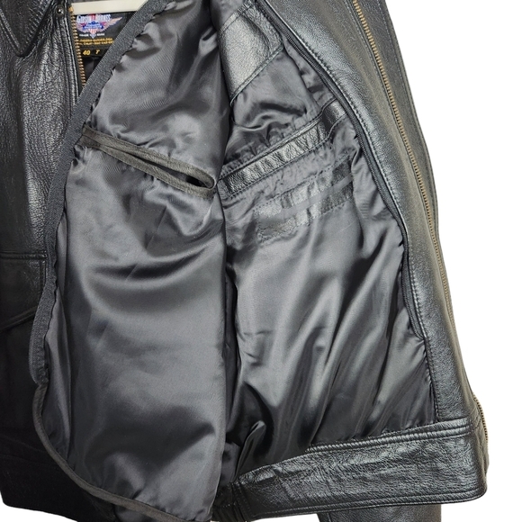 Gibson & Barnes Black Leather Airline Skyliner Bomber Jacket Men's Size 40 Tall - Picture 10 of 13
